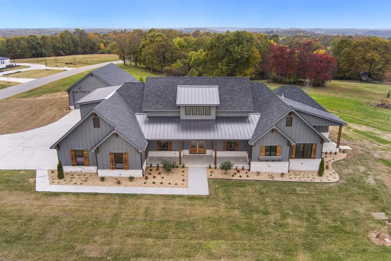 Aerial view, The Cedar & Batten Farmhouse