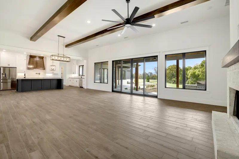 Great room, The Cedar & Batten Farmhouse