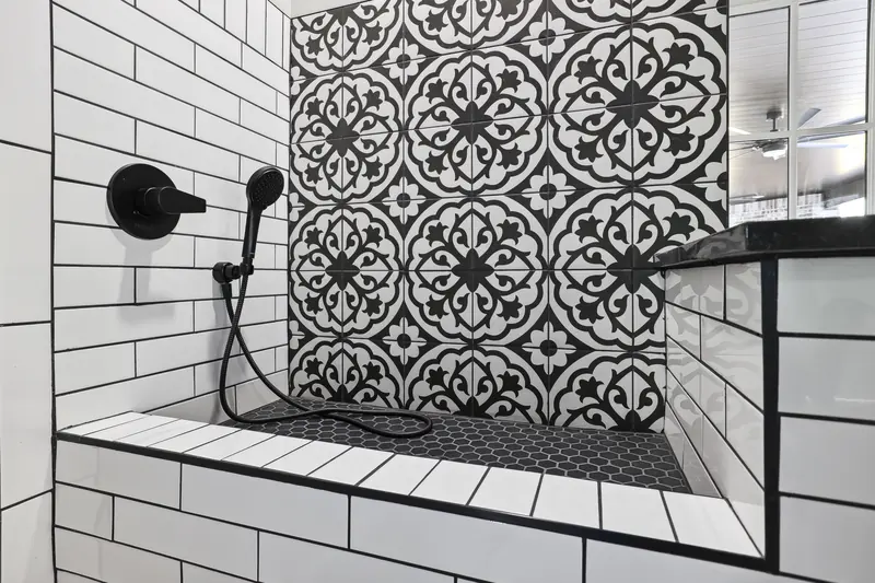 Tiled shower, The Modern Farmhouse