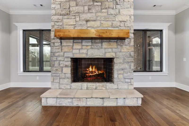 Stone fireplace, The Stone & Timber Ranch