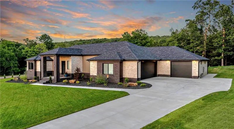 Modern ranch at dusk