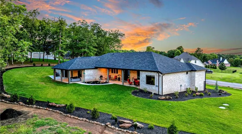 Rear exterior at dusk, The Sunset Modern Ranch