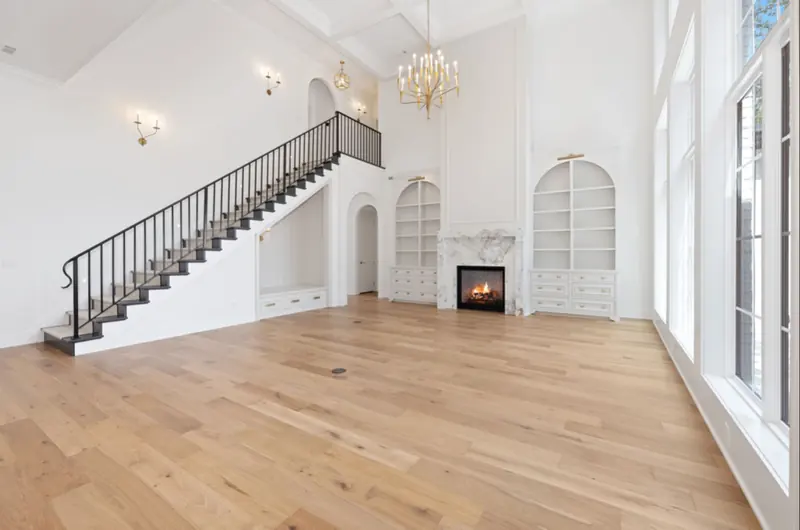 Great room and staircase, The White Brick Estate
